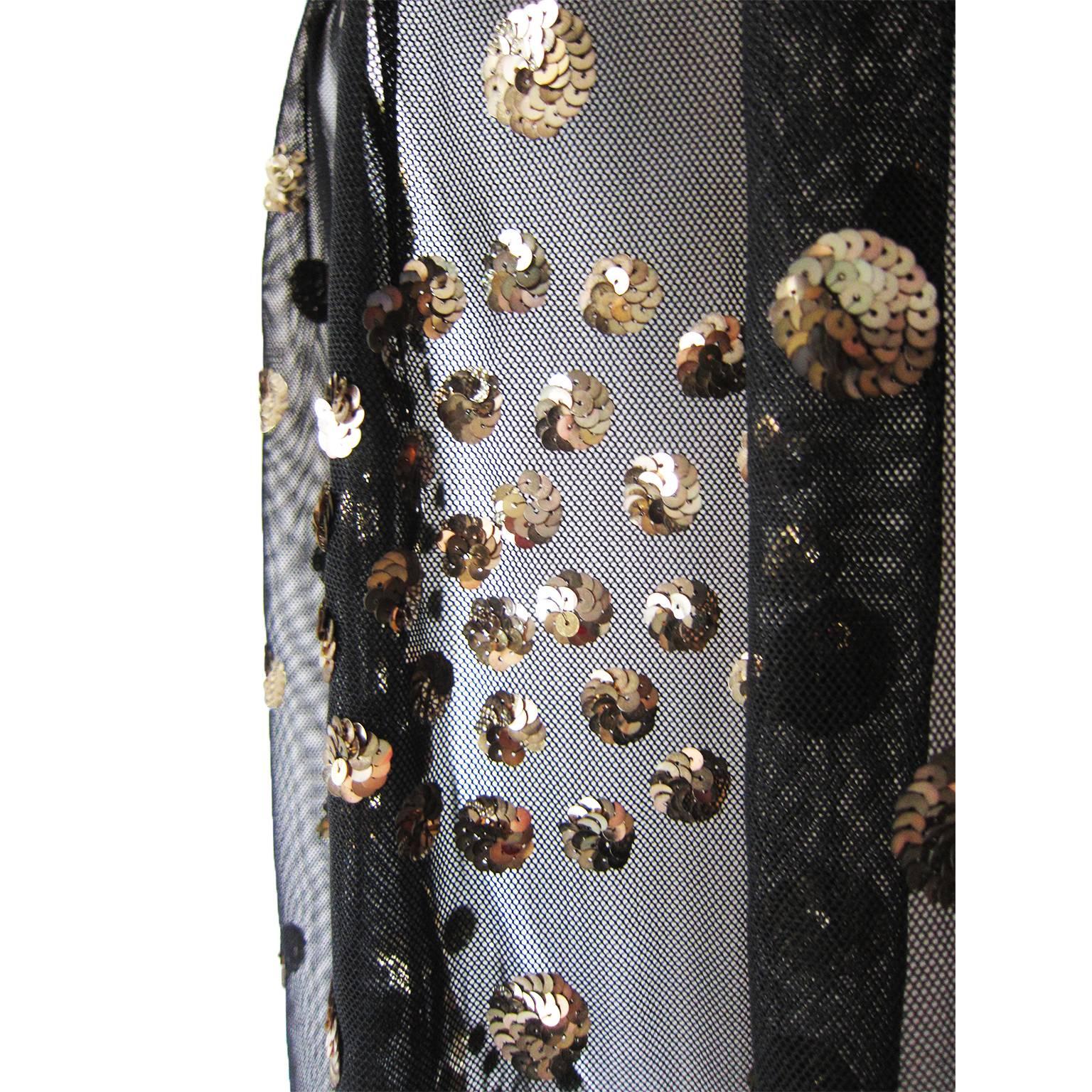 Black lace scarf wrap futures various sizes silver sequin polka dots with semi circle edges.

