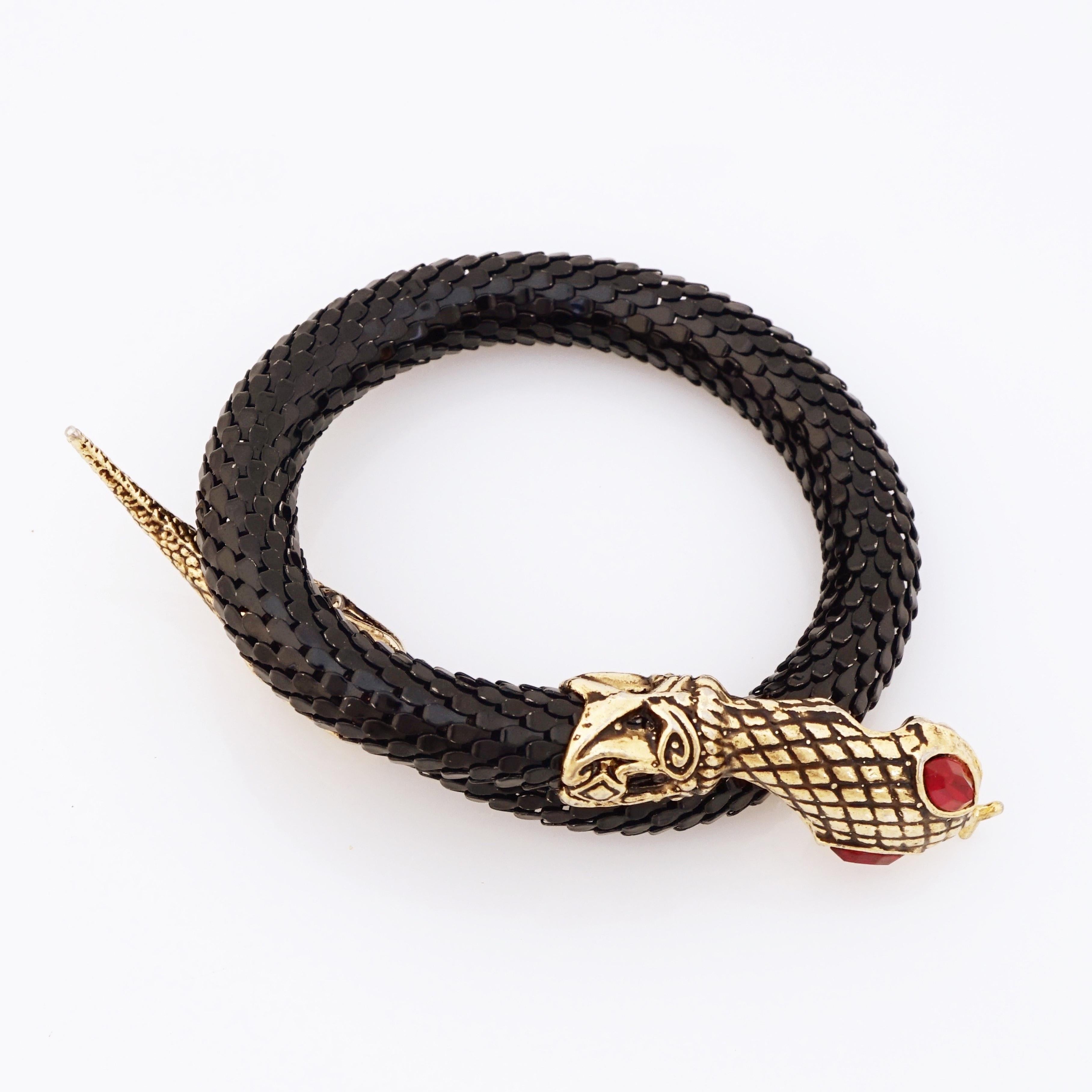 Modern Black Mesh Snake Wrap Bracelet, 1980s