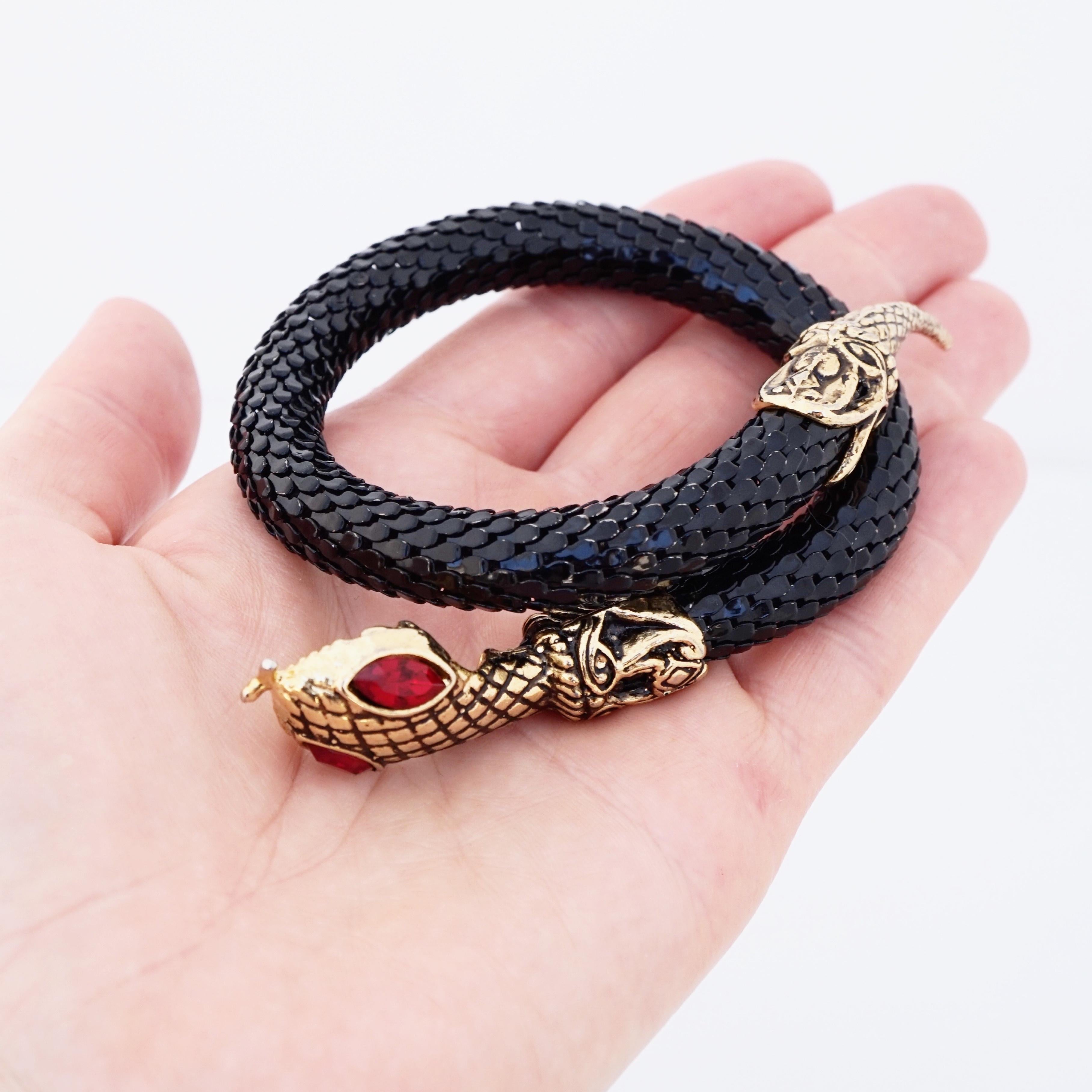 Black Mesh Snake Wrap Bracelet, 1980s In Good Condition In McKinney, TX