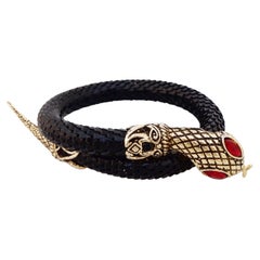 Vintage Black Mesh Snake Wrap Bracelet, 1980s