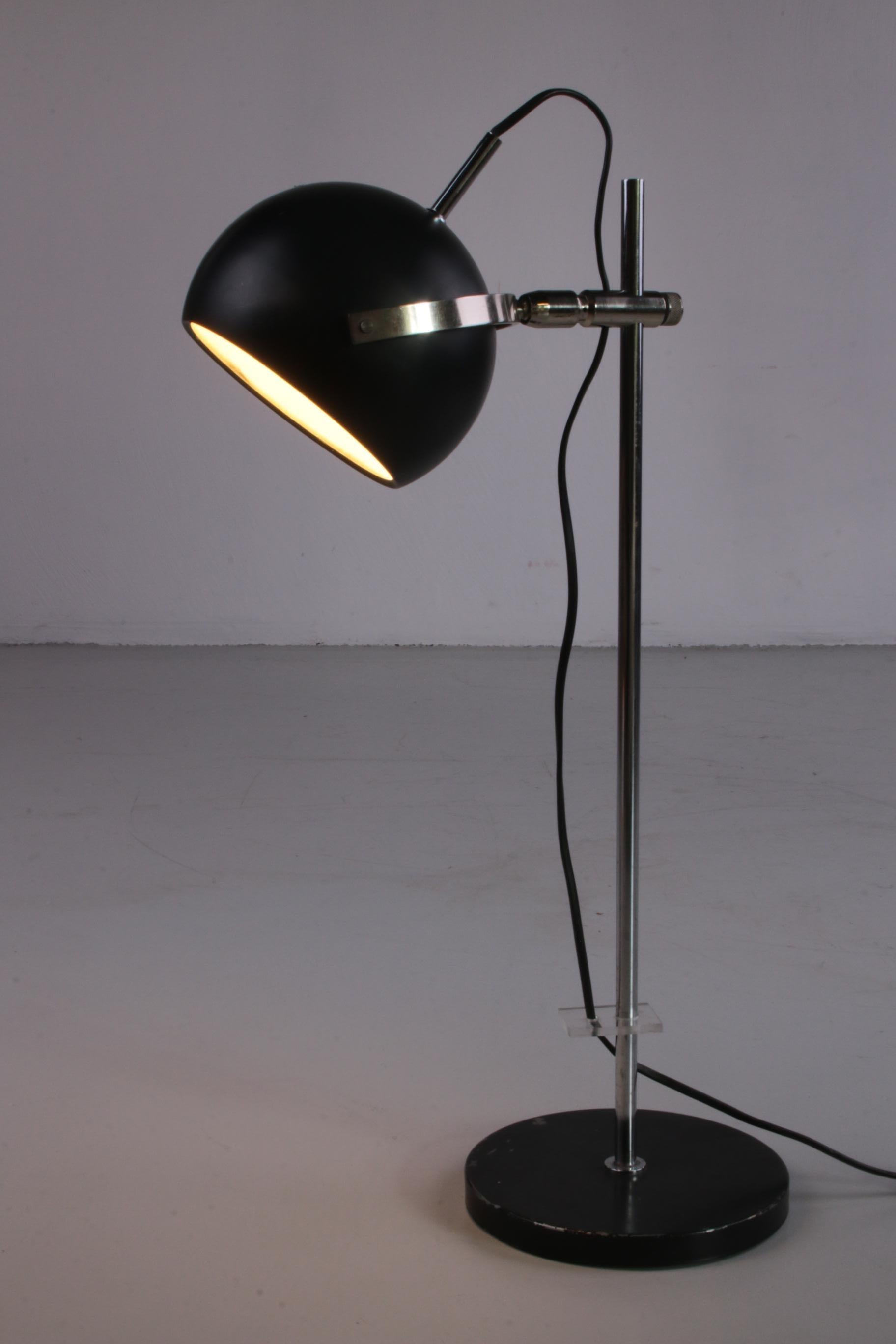 Mid-20th Century Black Metal Adjustable Desk Lamp from Denmark