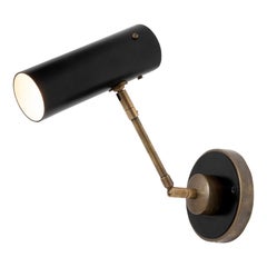 Lampe à tableau en métal noir et laiton, fabriquée en Italie