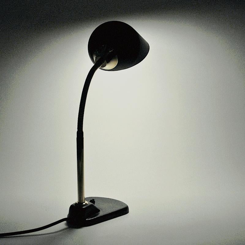 Blackened Black Metal and Brass Table or Desklamp by RTH, Norway, 1950s