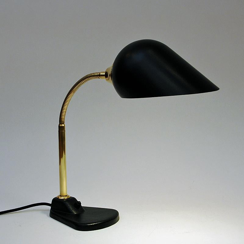 Black Metal and Brass Table or Desklamp by RTH, Norway, 1950s In Good Condition In Stockholm, SE