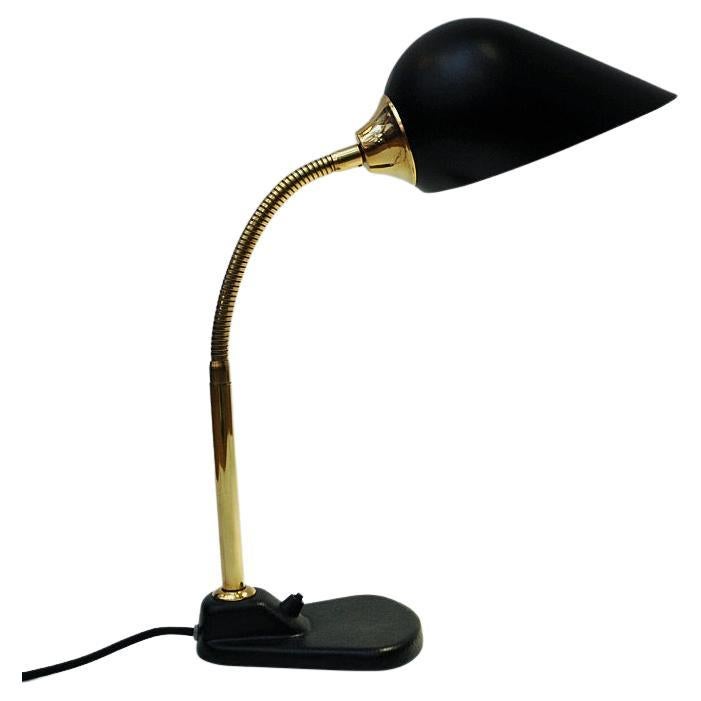 Black Metal and Brass Table or Desklamp by RTH, Norway, 1950s