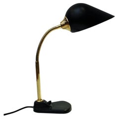 Vintage Black Metal and Brass Table or Desklamp by RTH, Norway, 1950s