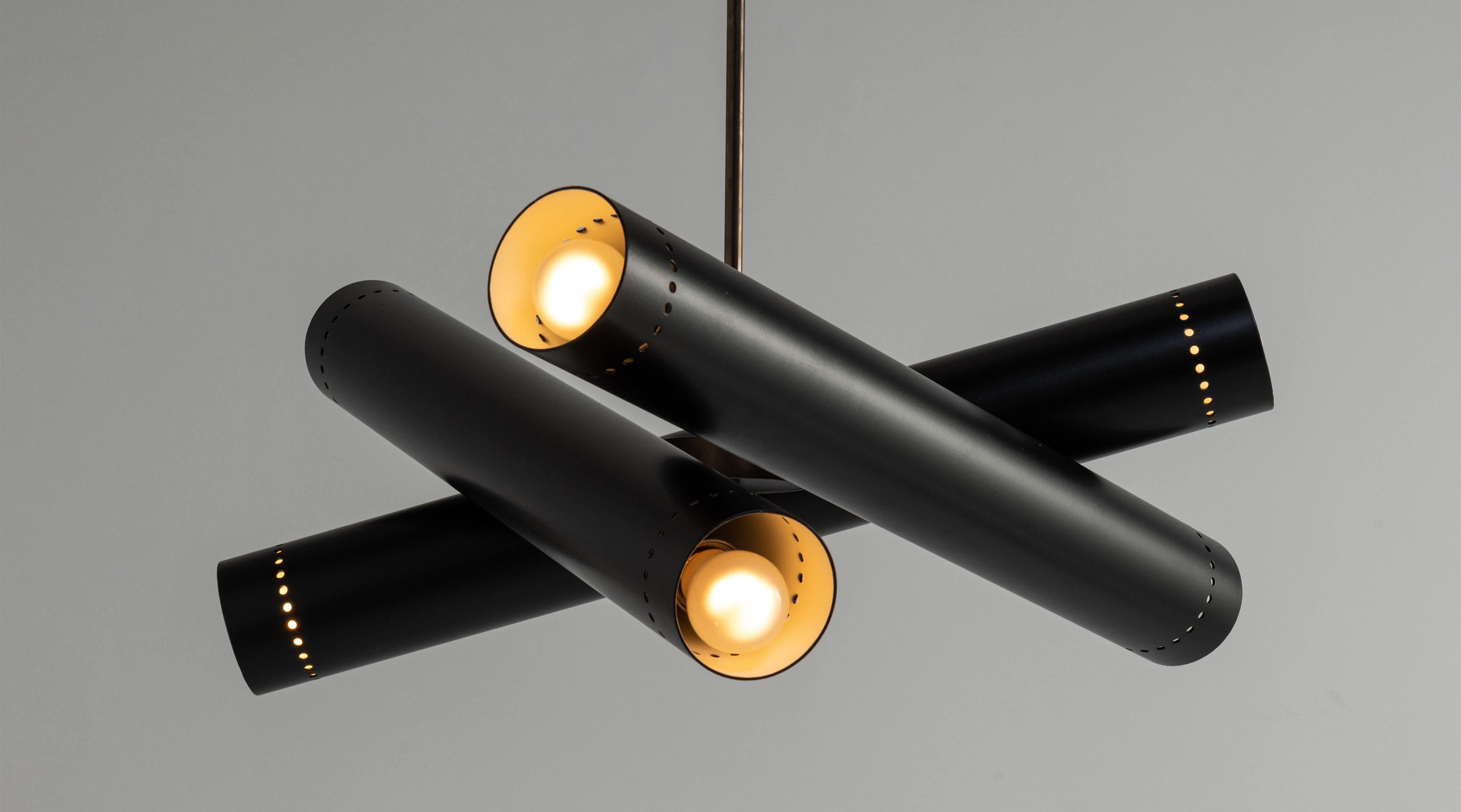 Black Metal & Brass Tubular Chandelier
Made in Italy
Series of black metal tubes with perforated detailing on brass rod.
23.75”dia x 32”h
Ref. L4263

*4-6 Week Lead Time*
*EU Wiring / Not UL Listed*
*3