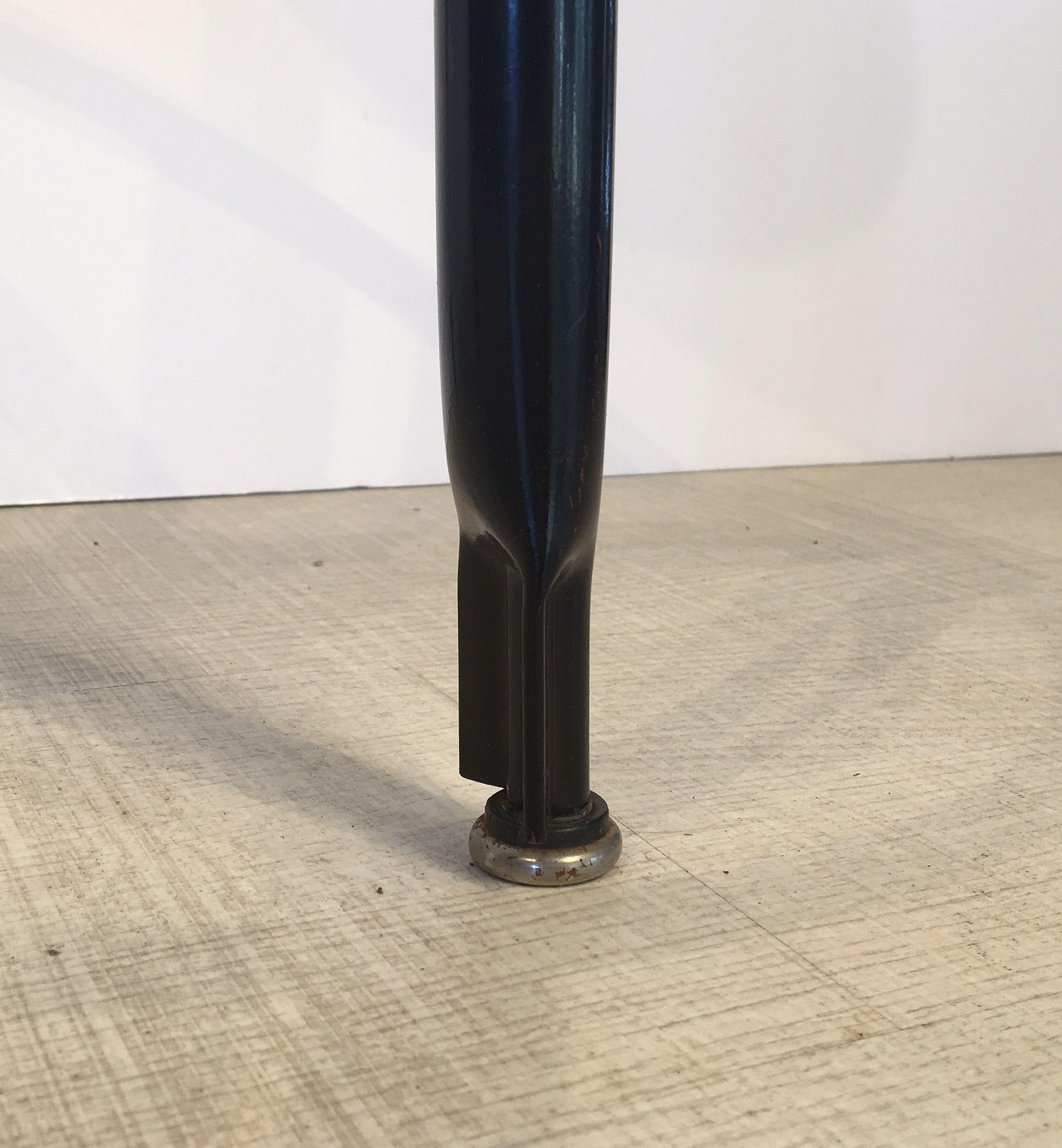 Sgabelli da bar in metallo nero e cromo con sedili rotondi in Wood 