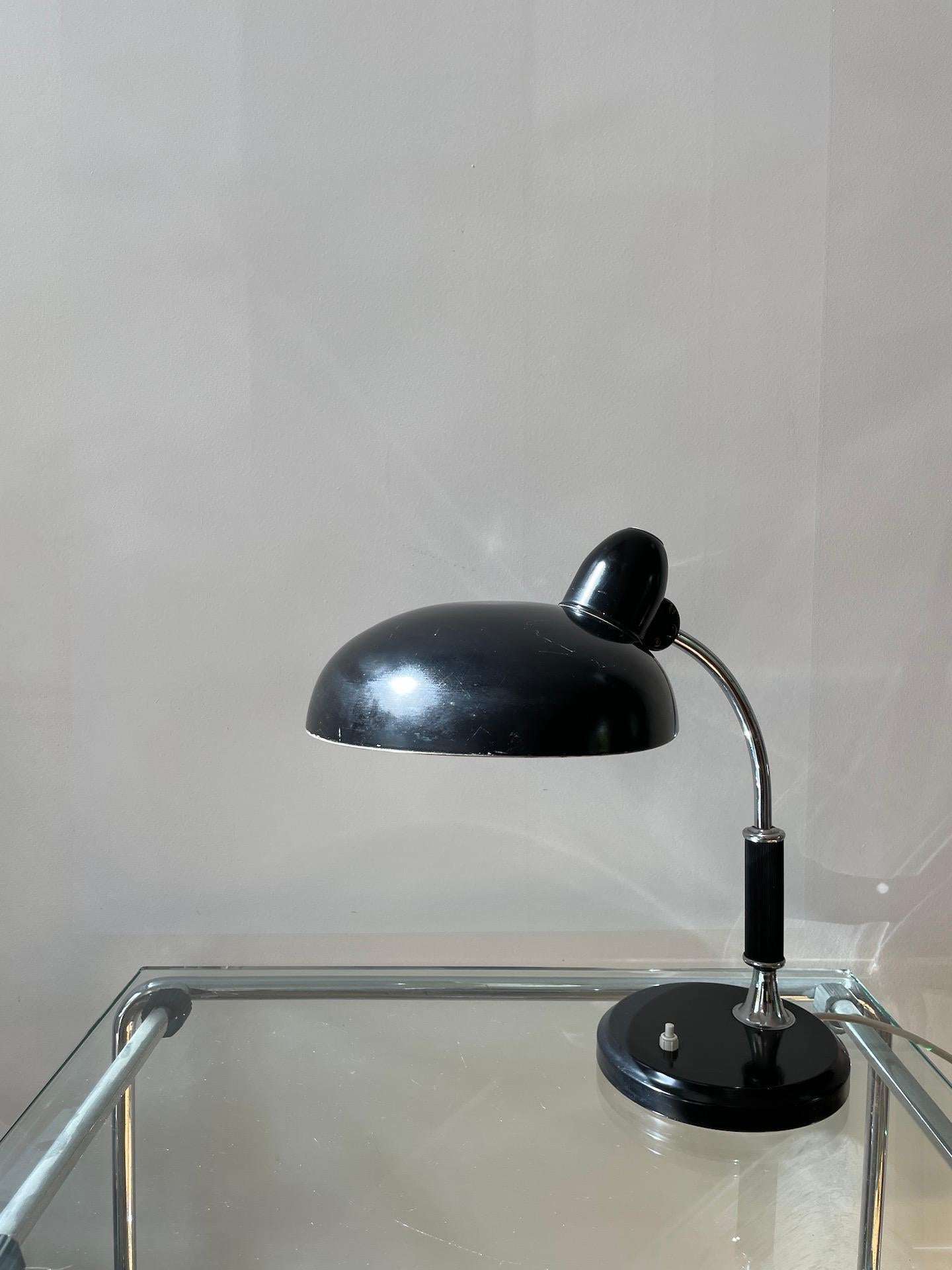 Black Metal and Chromed Table Light by Helo Leuchten, circa 1945 4