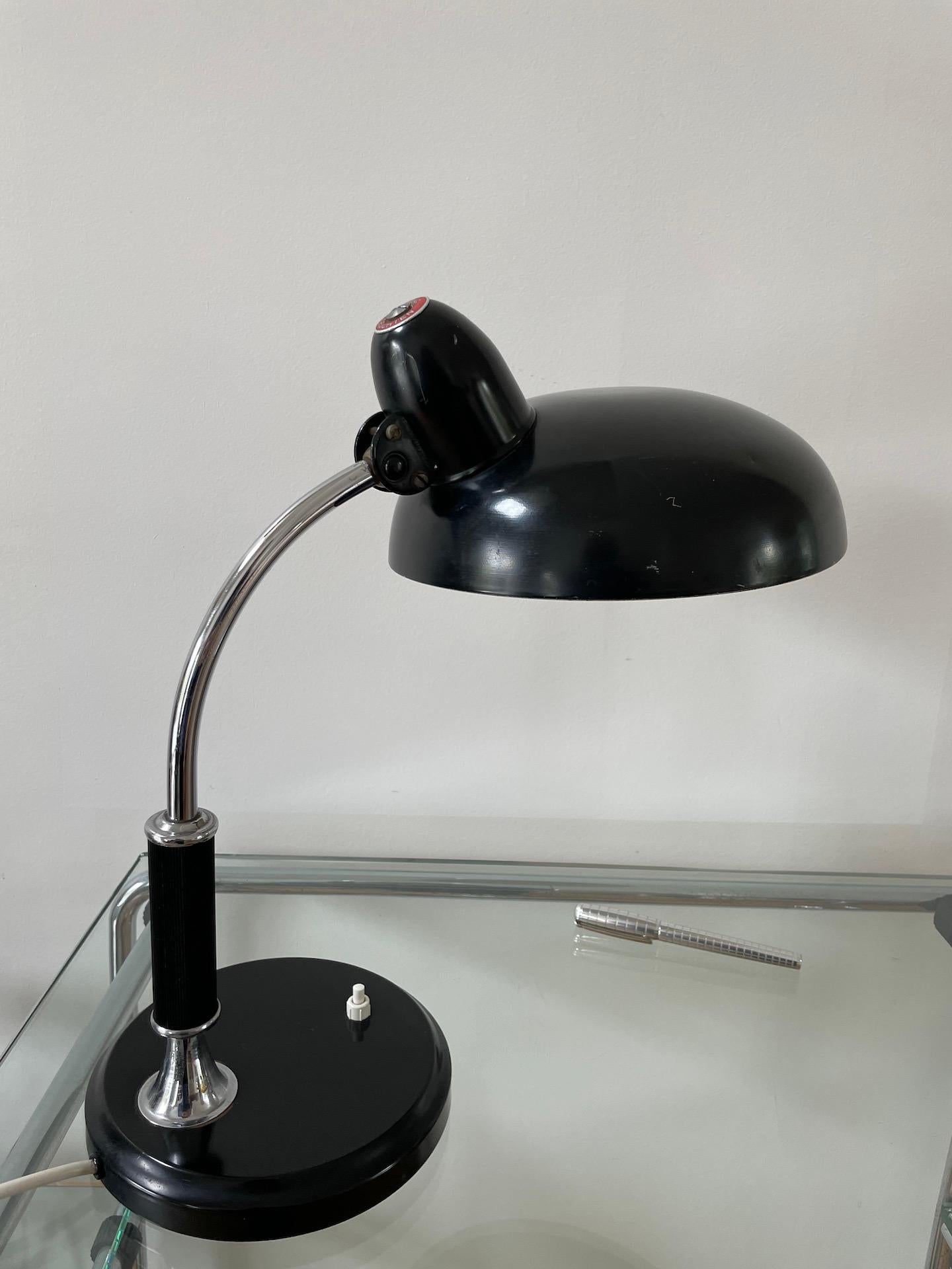 Black Metal and Chromed Table Light by Helo Leuchten, circa 1945 For Sale 7
