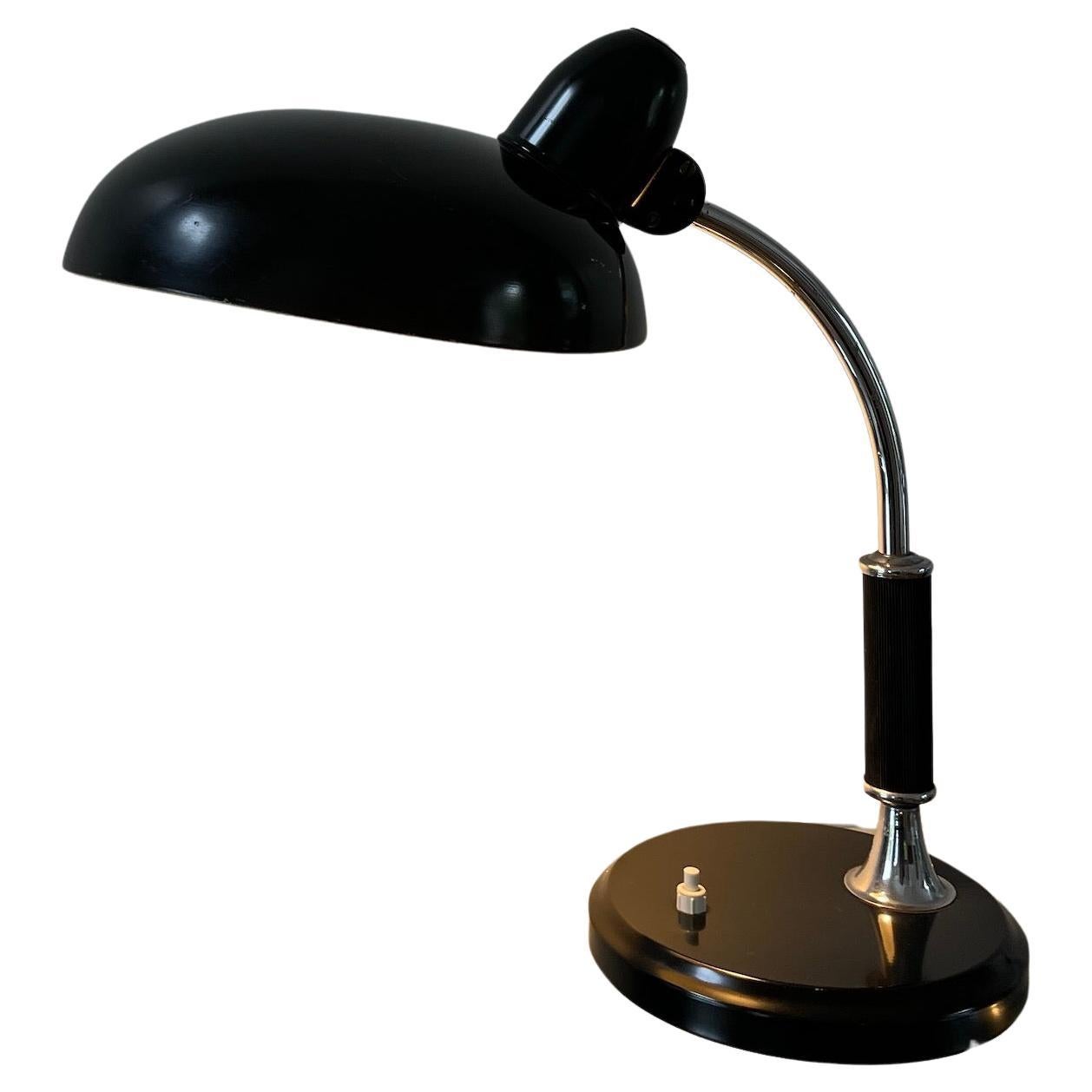 Black Metal and Chromed Table Light by Helo Leuchten, circa 1945 For Sale