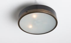 Black Metal and Satin Glass Ceiling Mount, Made in Italy