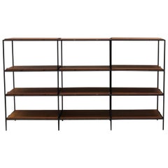 Black Metal and Teak Rack and Wall Unit by Poul Cadovius