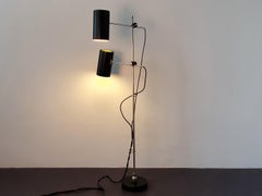 Black Metal ‘Ball in Socket’ Adjustable Floor Lamp, 1960's the Netherlands