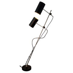 Black Metal ‘Ball in Socket’ Adjustable Floor Lamp, 1960's the Netherlands