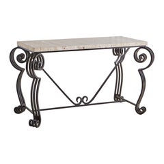 Black Metal Base Desk with Travertine Top, Italy