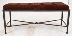 Black Metal Bench with Brown Velour Cushion