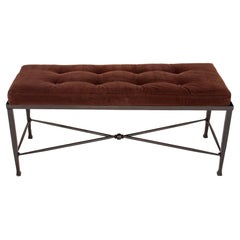 Black Metal Bench with Brown Velour Cushion