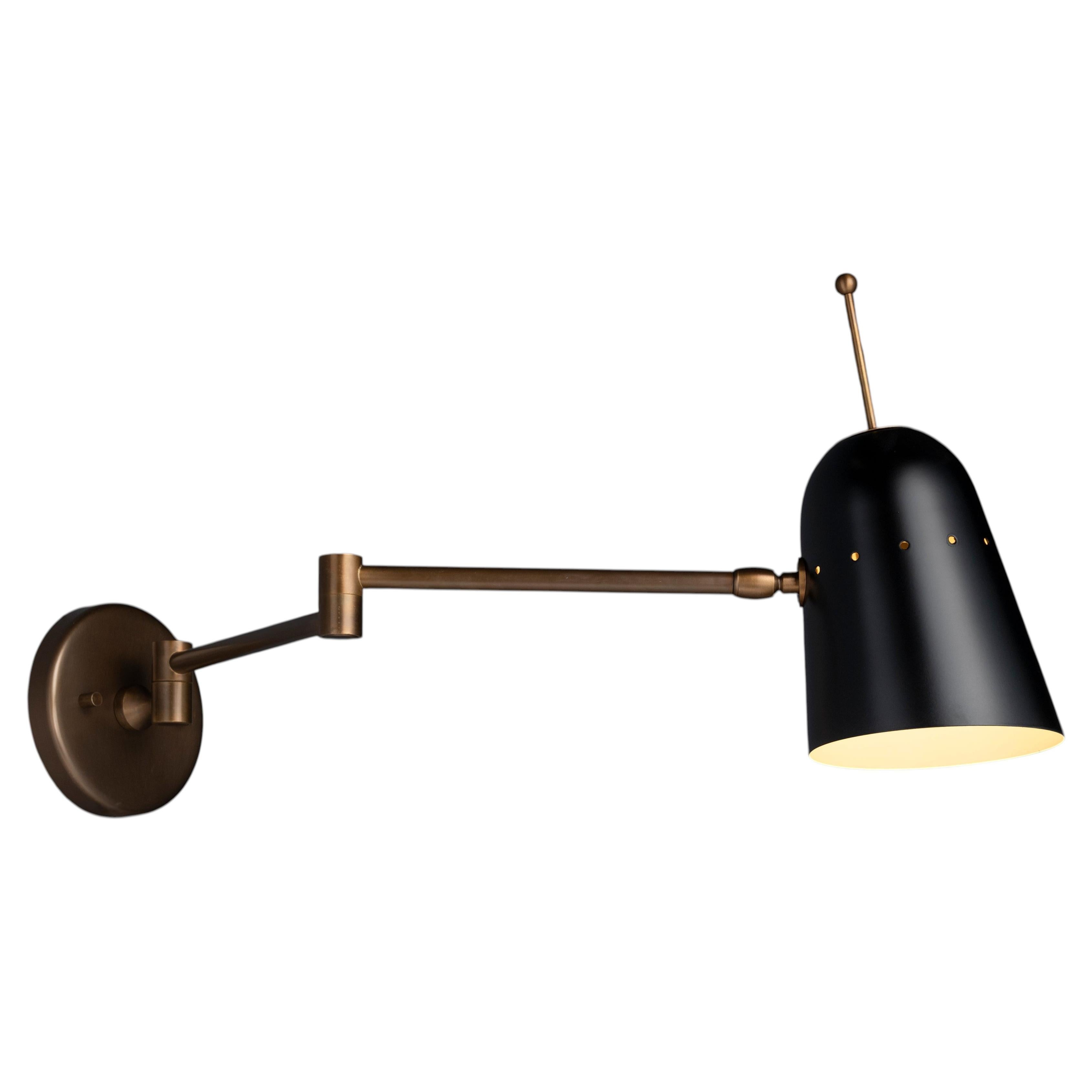 Black Metal & Brass Adjustable Sconce, Made in Italy