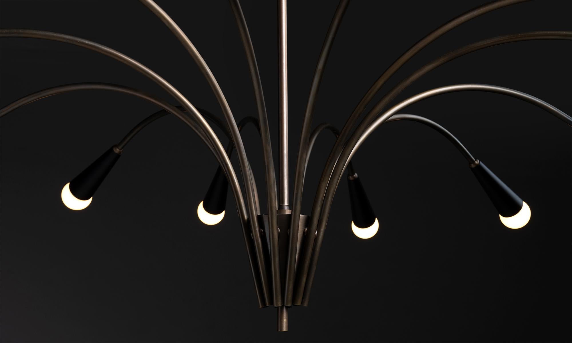Contemporary Black Metal & Brass Chandelier, Made in Italy