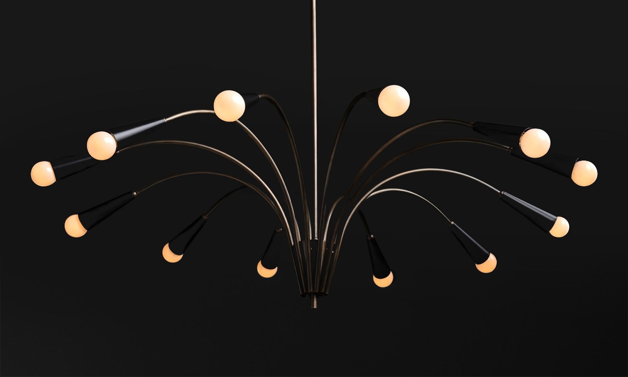 Black Metal & Brass Chandelier, Made in Italy For Sale 1
