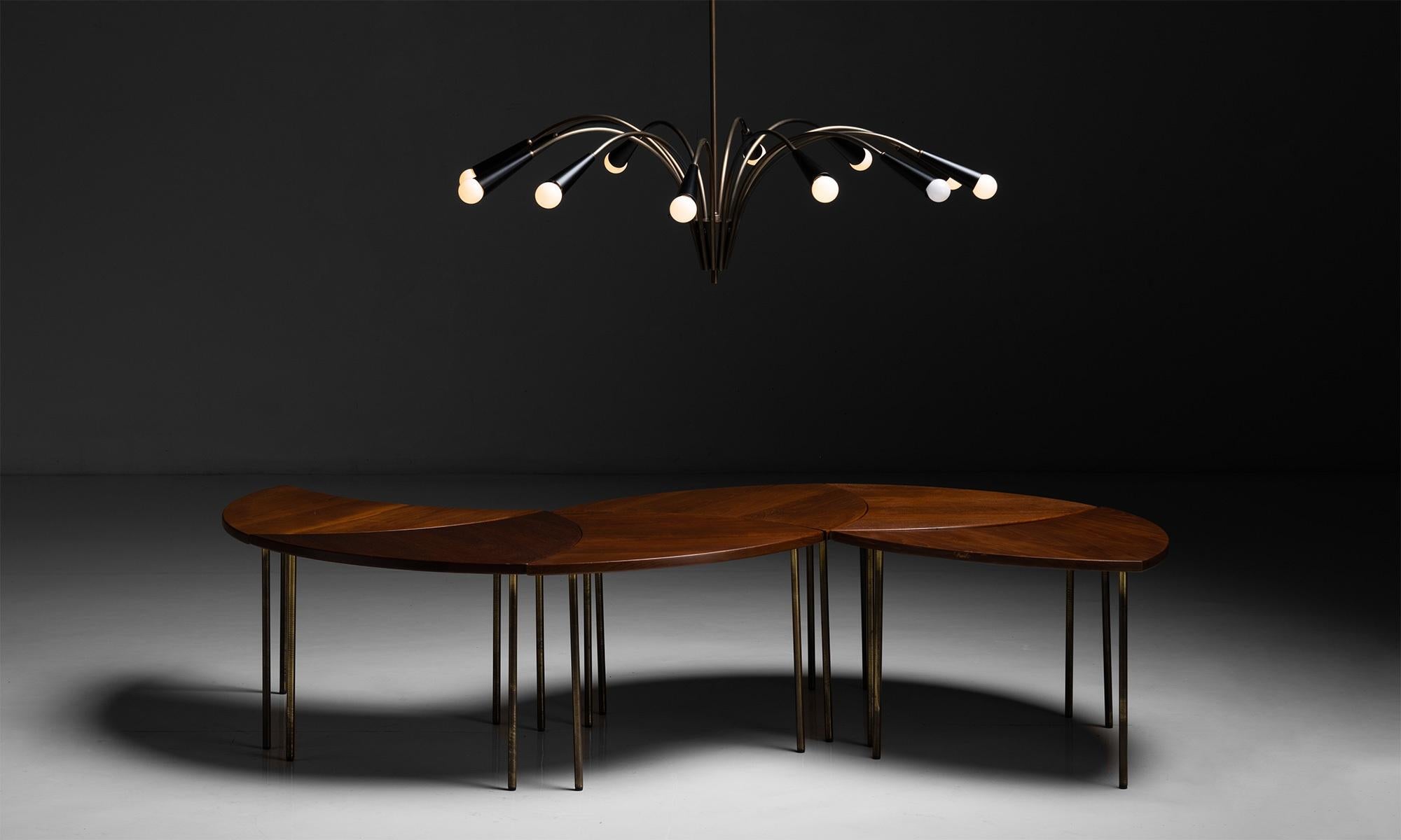 Black Metal & Brass Chandelier, Made in Italy For Sale 2