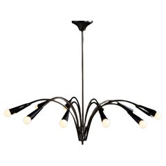 Black Metal & Brass Chandelier, Made in Italy