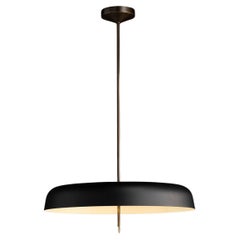 Lampadario in metallo nero e ottone, Made in Italy