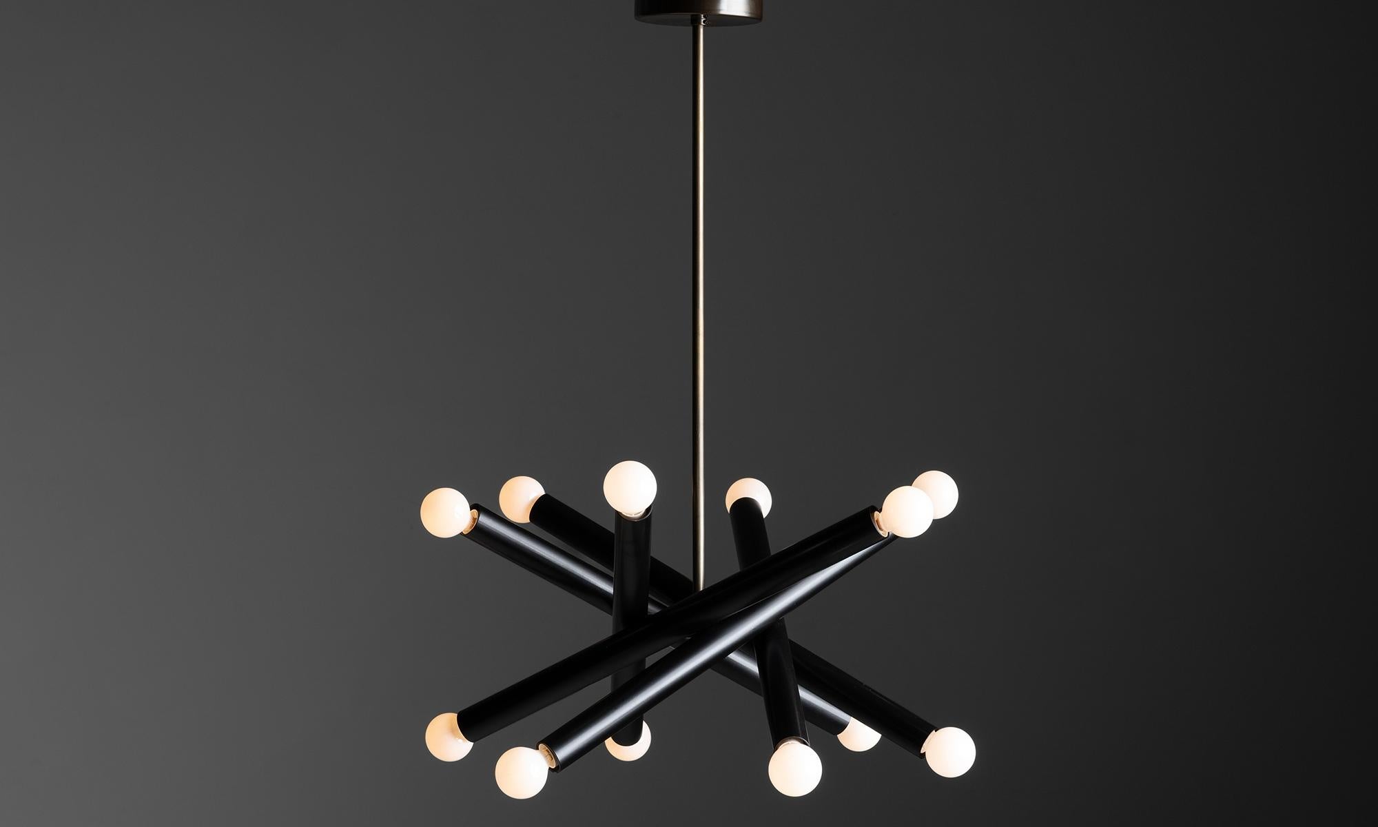 Black Metal & Brass Tubular Chandelier
Made in Italy
Series of black metal tubes on brass rod.
21”dia x 32”h
Ref. L392

*4-6 Week Lead Time*
*EU Wiring / Not UL Listed*
*Canopy = 3