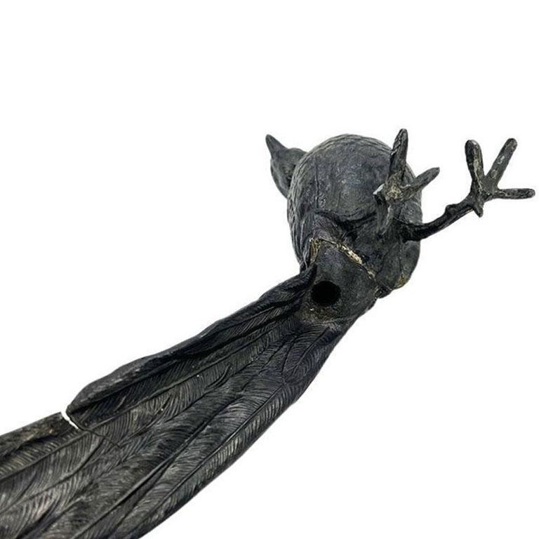 American Black Metal Cast Iron Pheasant Bird Figurines, a Pair For Sale