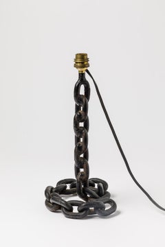 Lampe de bureau à chaîne en métal noir, design français, circa 1960