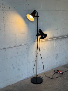 Black Metal Dual Shade Floor Lamp Mid-Century Modern 1970s