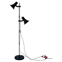 Black Metal Dual Shade Floor Lamp Mid-Century Modern 1970s