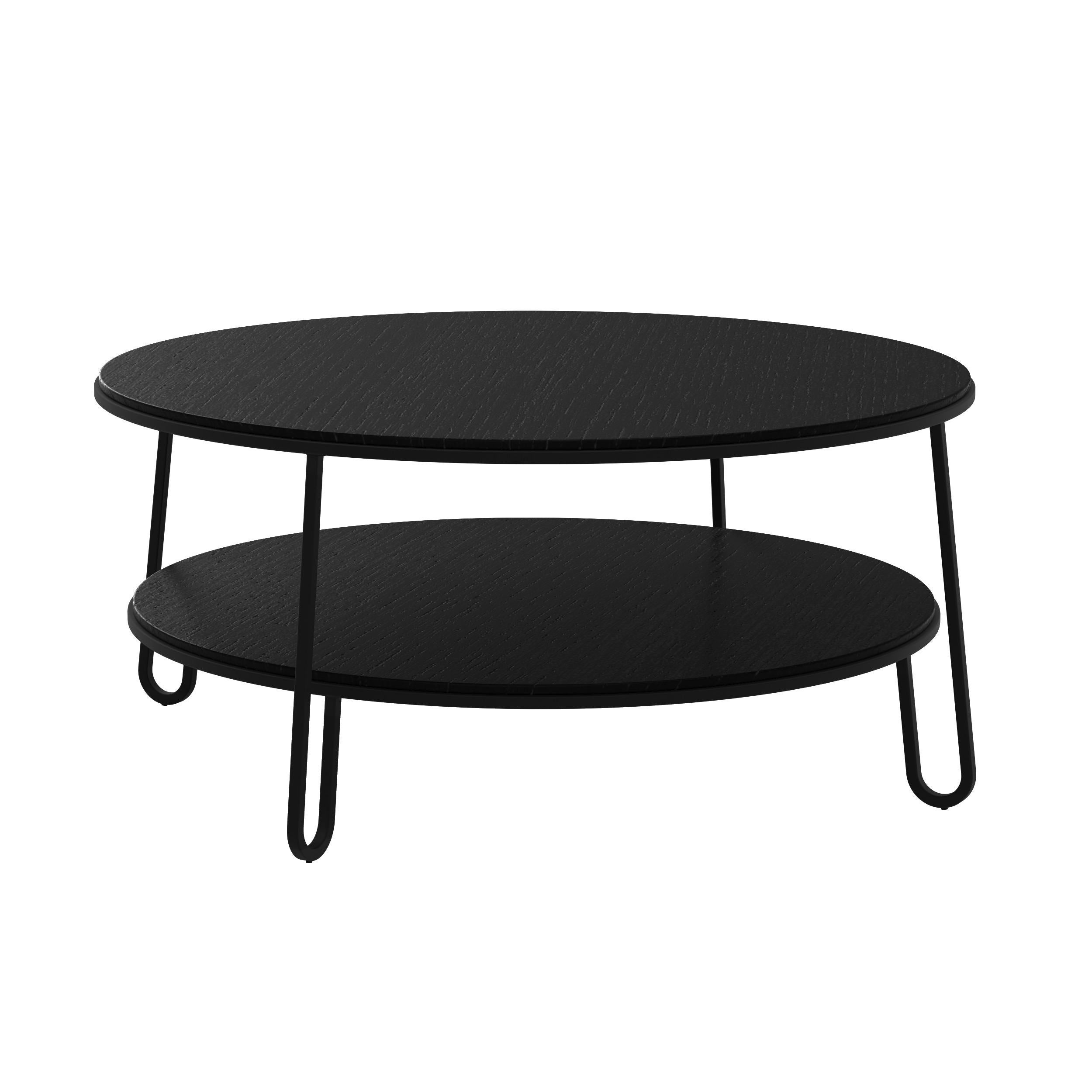 Postmoderne Table basse Eugénie en métal noir 90 Oak par HARTO en vente