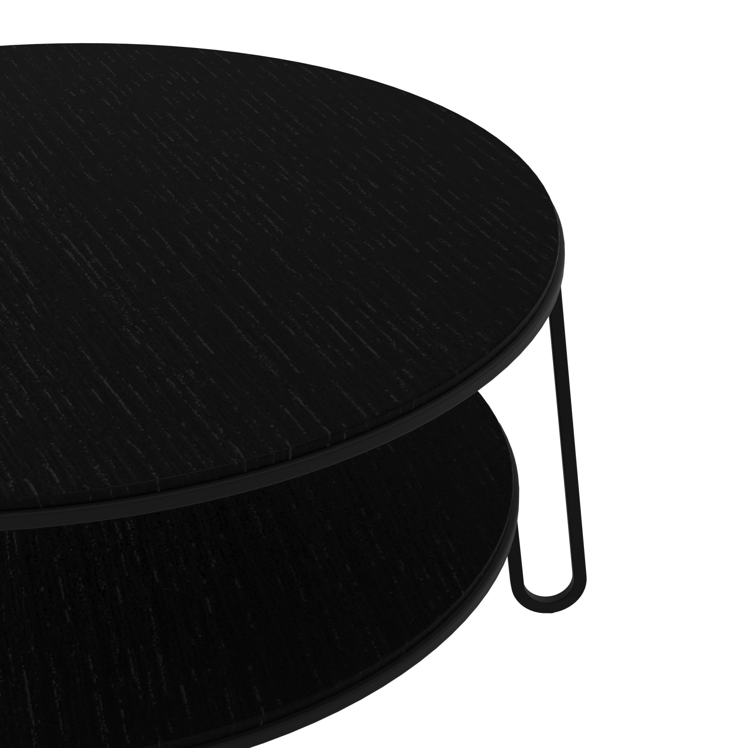 Portugais Table basse Eugénie en métal noir 90 Oak par HARTO en vente