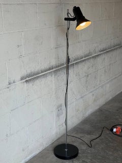 Black Metal Floor Lamp with Adjustable Spotlight Mid-Century Modern 1960s