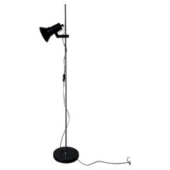 Black Metal Floor Lamp with Adjustable Spotlight Mid-Century Modern 1960s