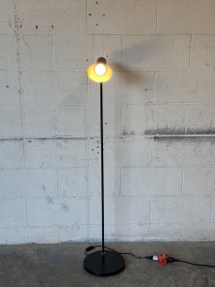 Black Metal Floor Lamp with Cone Shade Mid-Century Modern 1960s