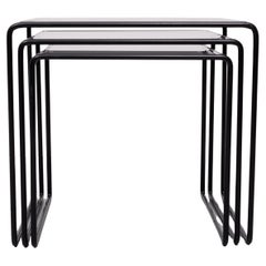 Black Metal frame Nesting tables Bauhaus style  German 1970s