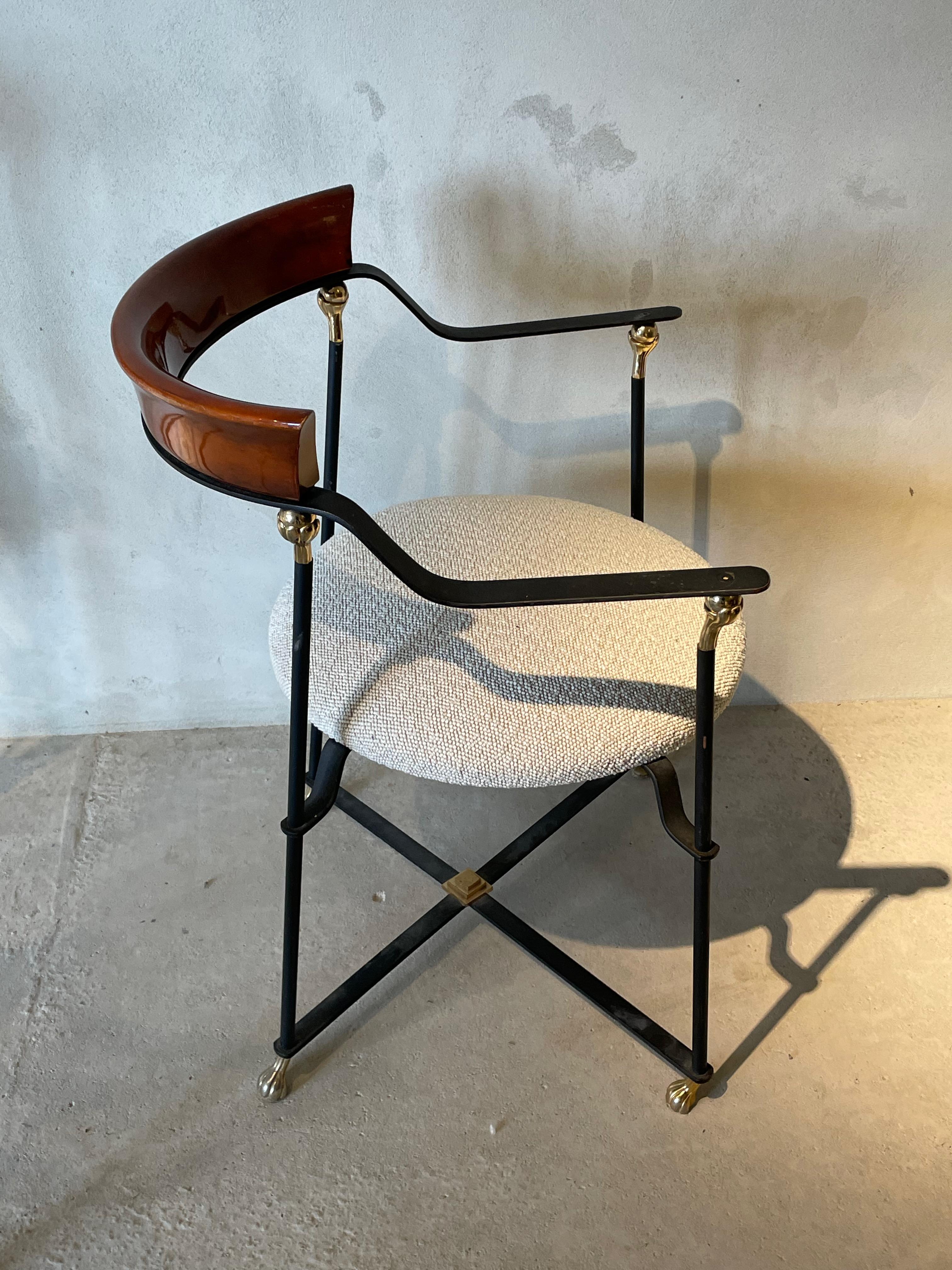 Black Metal Framed Pair Chairs, France, 1970s For Sale 4
