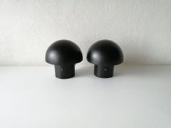 Black Metal & Glass Pair of Flush Mount Ceiling Lamps by BEGA, 1960s Germany