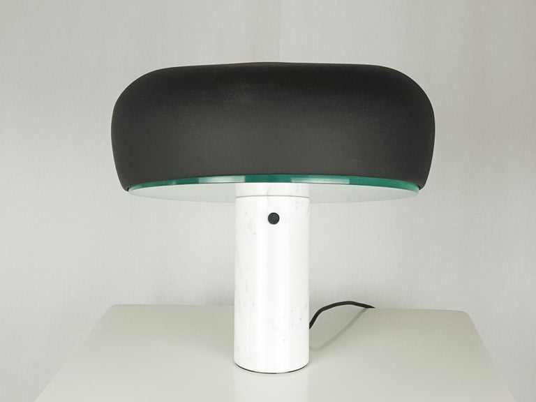 Black Metal, Glass, White Marble '60s Table Lamp Snoopy by Castiglioni for Flos For Sale 4