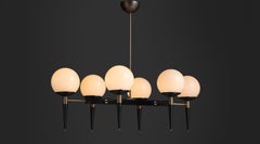 Black Metal & Globe Chandelier, Made in Italy