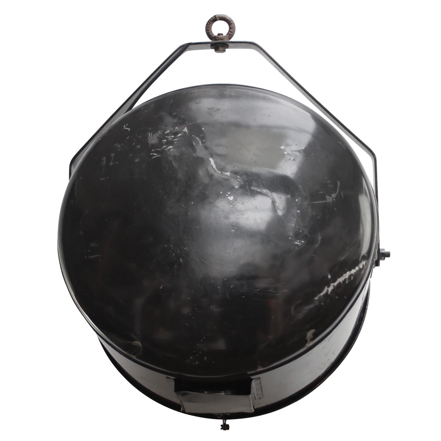 20th Century Black Metal Industrial Mirror Glass Spotlight Pendant Lamps For Sale