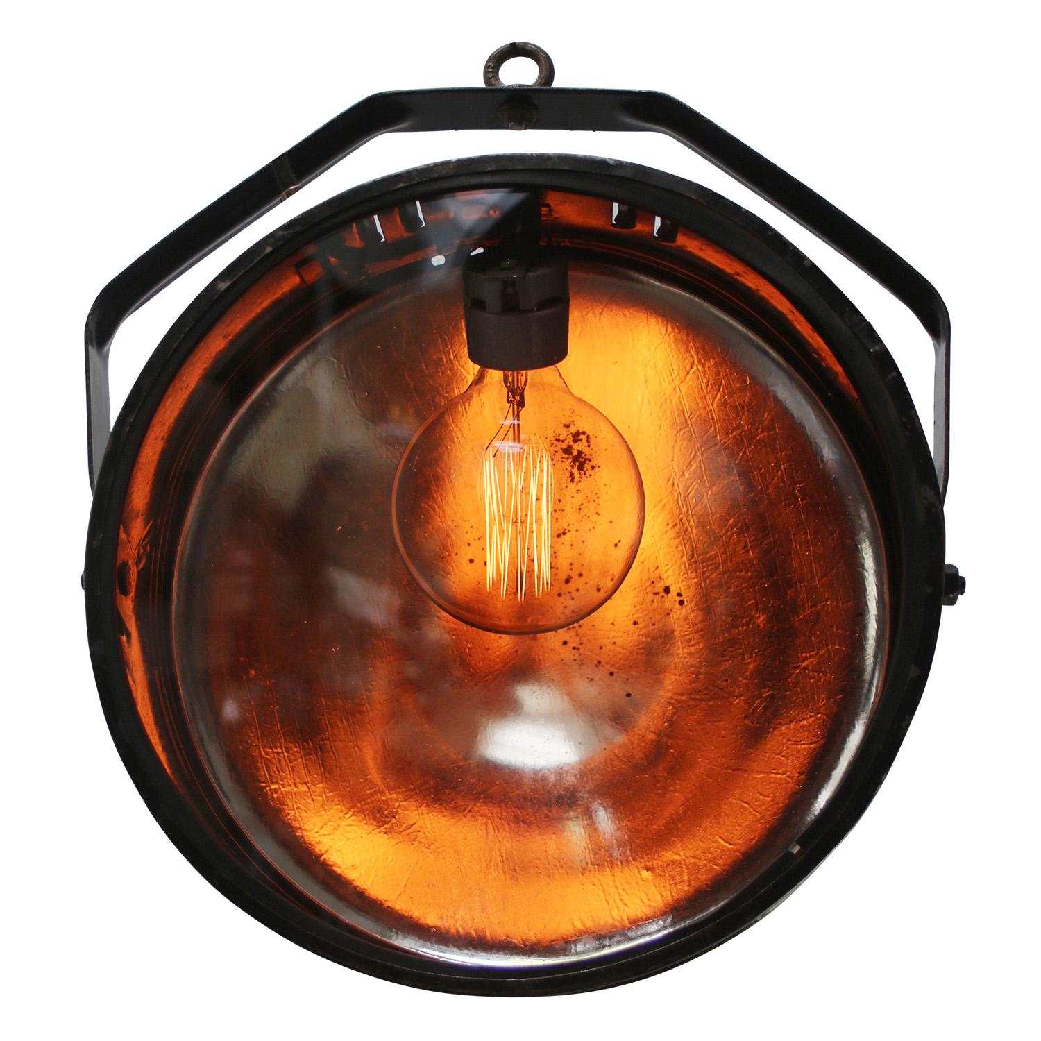 Industriel Miroir industriel en métal noir Spotlights Lights suspendus en vente