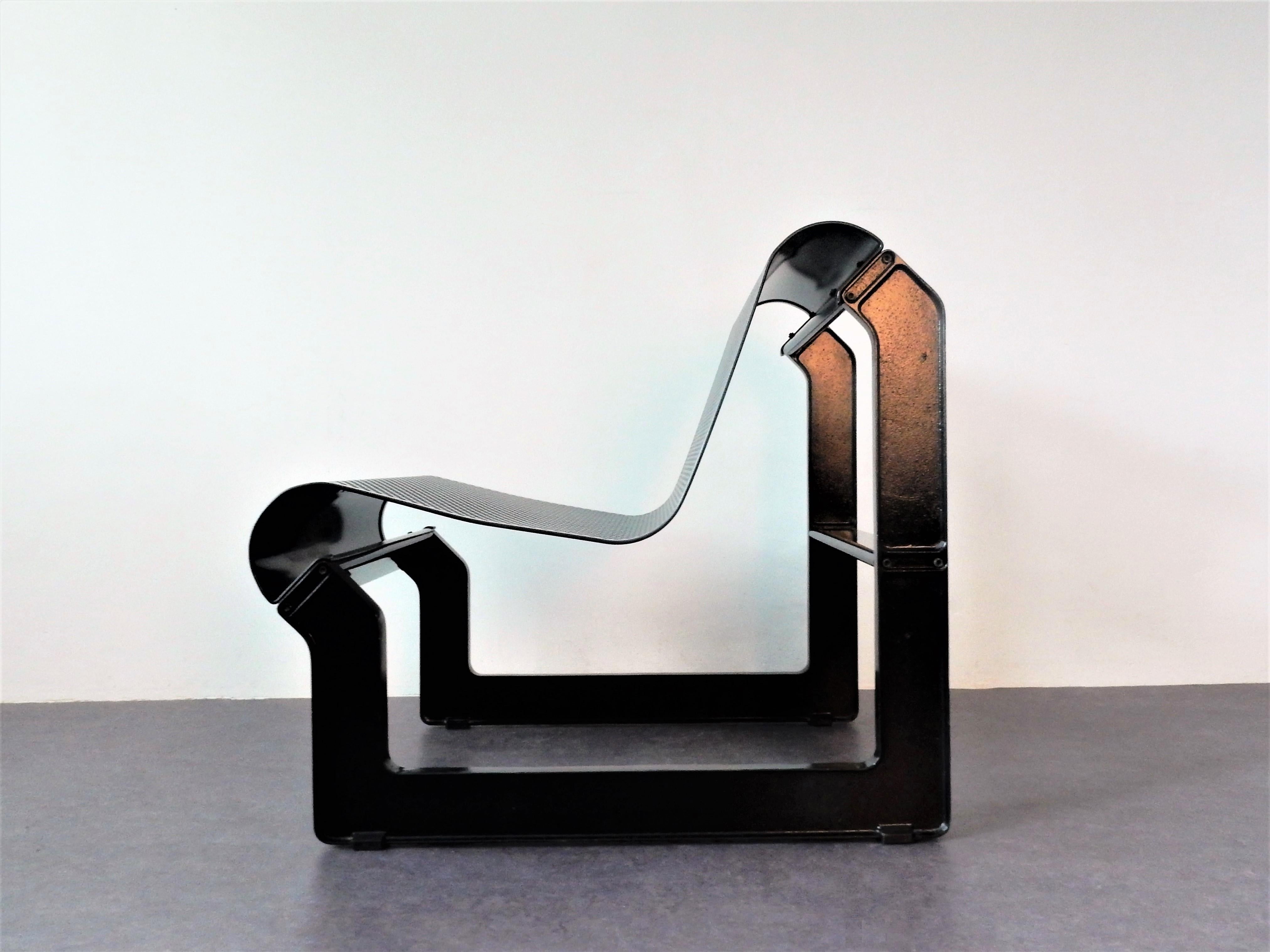 Lacquered Black Metal 'Lagos' Chair by Nel Verschuuren for Artifort, The Netherlands, 1983