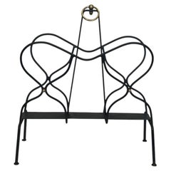 Black Metal Magazine Rack Attributed to Jacques Adnet, 1950s