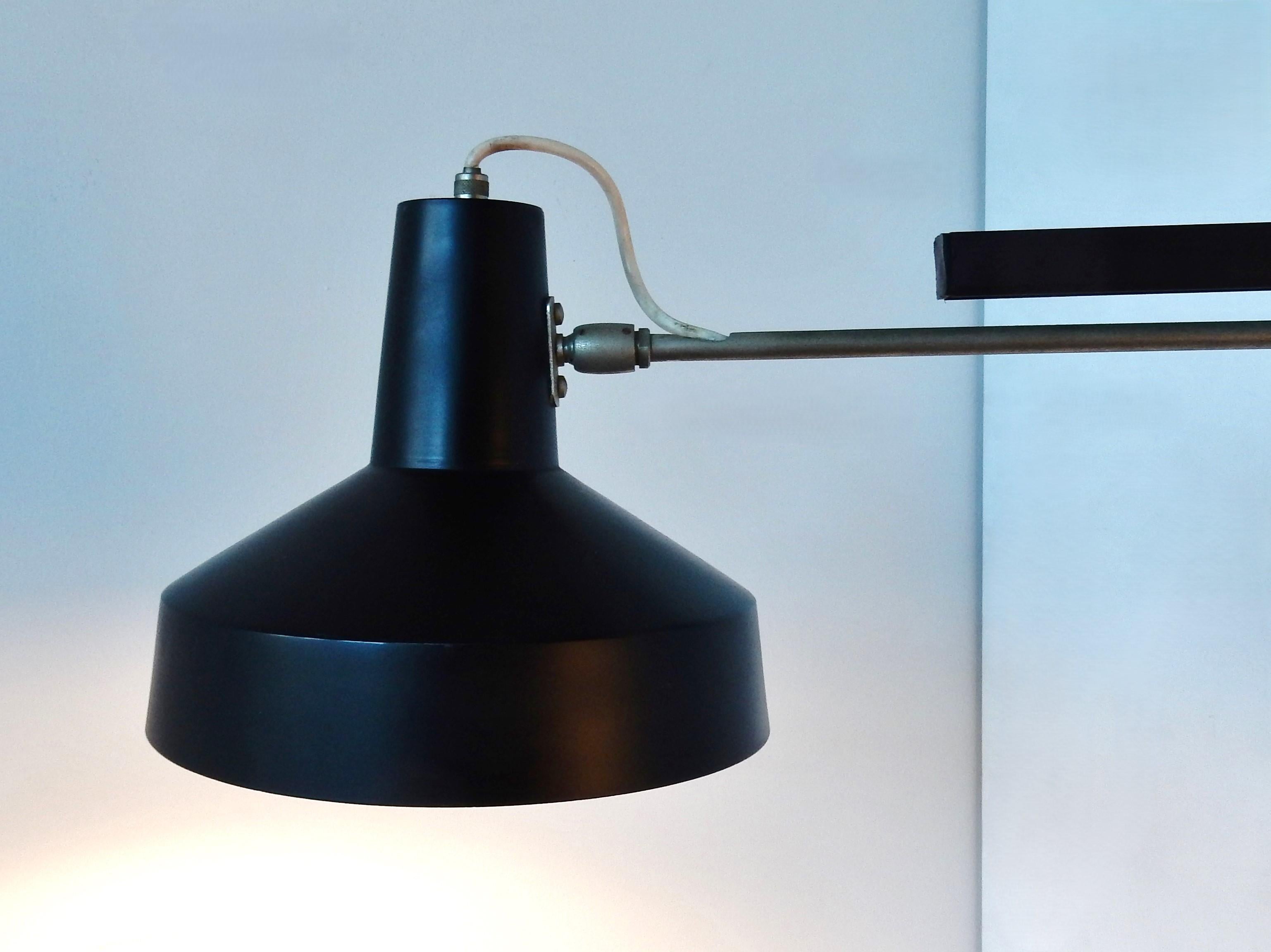 Olandese Lampada da parete multi-regolabile in metallo nero di Hiemstra Evolux, anni '60 in vendita