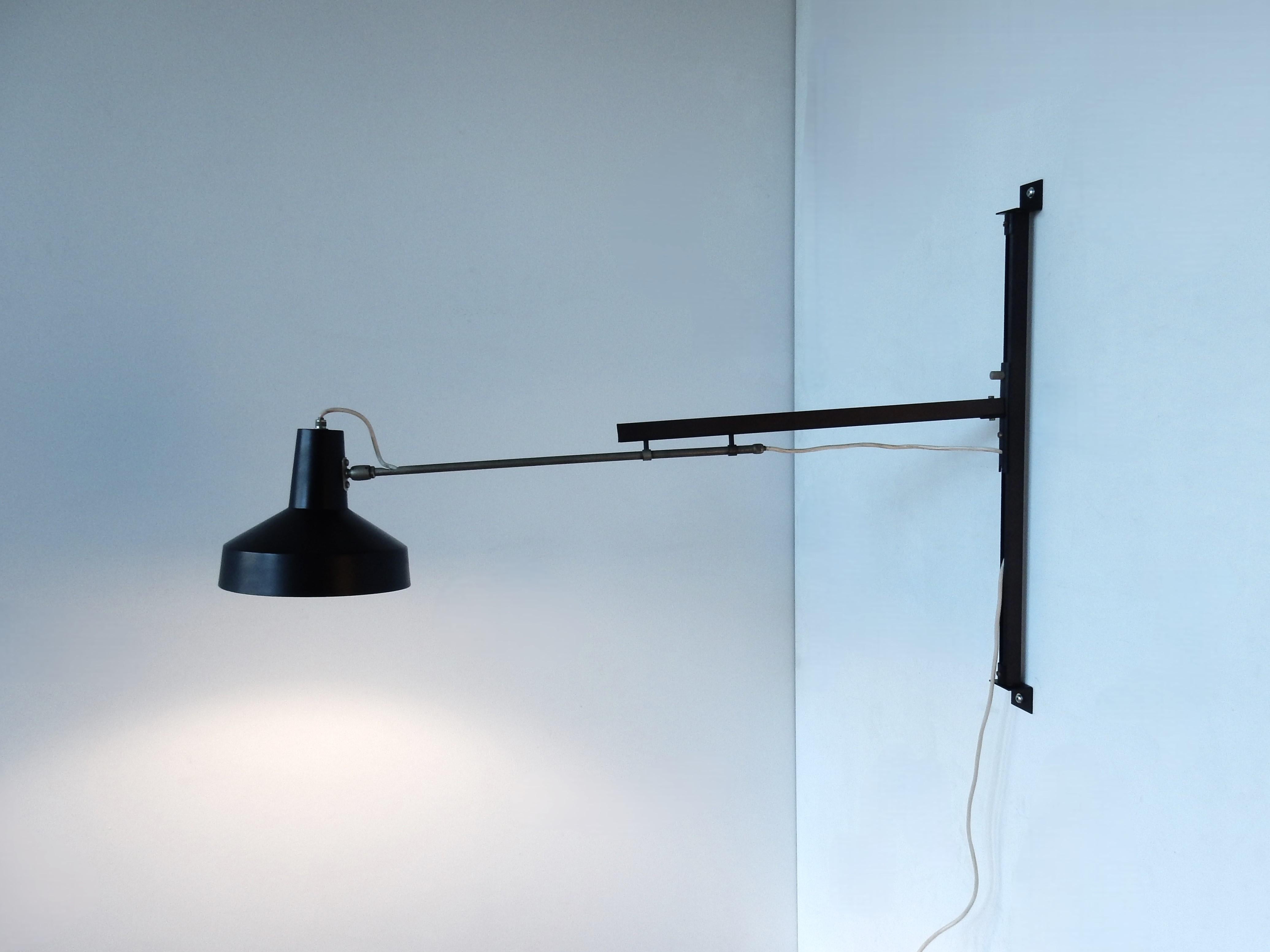 Metallo Lampada da parete multi-regolabile in metallo nero di Hiemstra Evolux, anni '60 in vendita