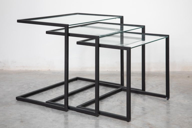 Black Metal Nesting Tables For Sale at 1stdibs
